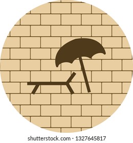  Vector Beach Umbrella and Chair Icon
