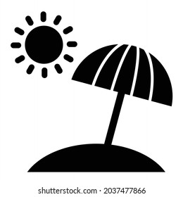 Diseño del icono del glifo del paraguas de la playa del vector
