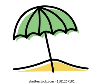 Vector of beach umbrella icon. Doodle. Simple illustration. Vector illustration. EPS 10.