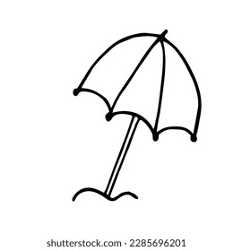 Vector of beach umbrella icon. Doodle Simple illustration. Vector summet illustration.