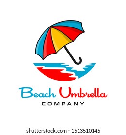 vector beach umbrella logo design
