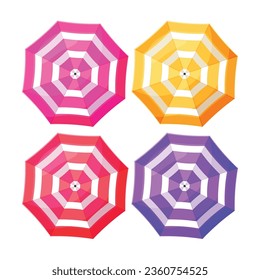 Vector beach umbrellas on white background.