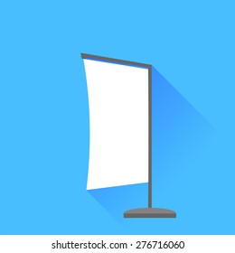 Vector Beach White  Banner Isolated on Blue Background. Long. Shadow.