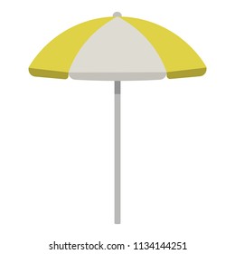 Vector beach yellow and white umbrella, sunshade sun parasol.