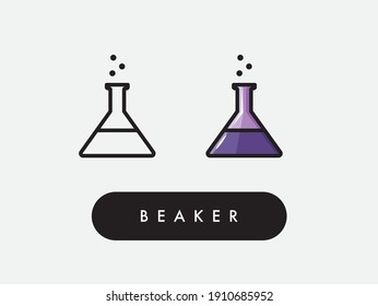 Vector Beaker lab chemical icon illustration