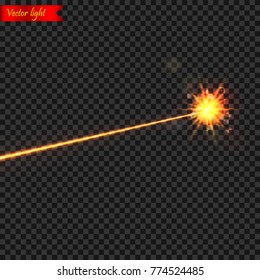 Vector beam of gold light with luminous star at the end.