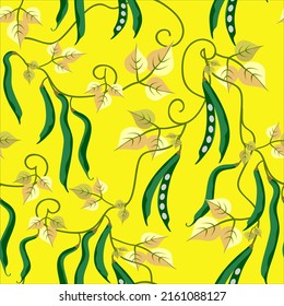 Vector - Bohnen nahtlose Muster, Aquarellbild von Gemüse.