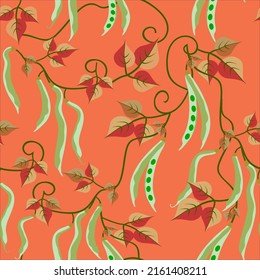 Vector - Beans seamess pattern, watercolor illustration of vegetables.