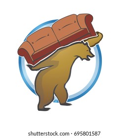 Vector Bear Carrying Sofa Blue Circle Logo