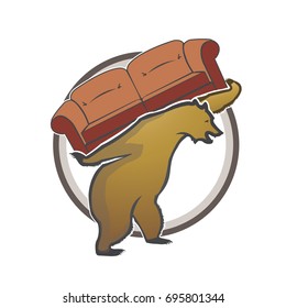 Vector Bear Carrying Sofa Grey Circle Logo