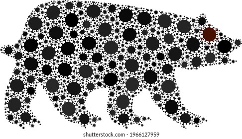 Icono de composición del vector del oso covid organizado para proyectos de salud. El mosaico de oso se organiza a partir de iconos de infección cóvida al azar.