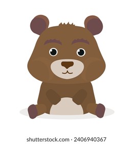 Vector bear. Cute animal character. Minimal cartoon design. Sutable for apps and animation. 