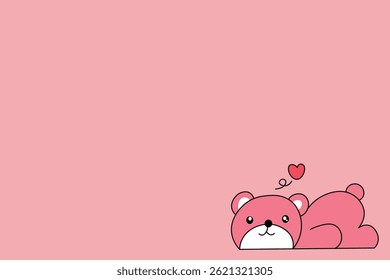 vector bear falls in love on a pink background in the cartoon