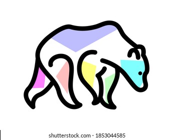Vector bear in filling shapes style