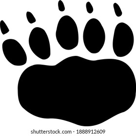 Vector bear footprints. Black and white doodle woodland  theme.