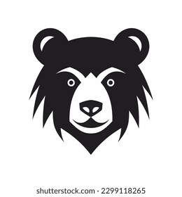 Vector bear head illustration. Wild animal vector icon or logo in flat style