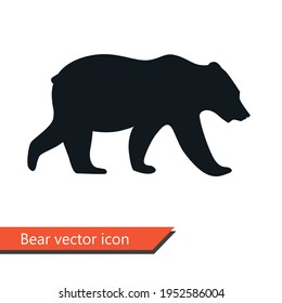Vector  bear icon isolated on transparent background. Side view of a polar bear walking