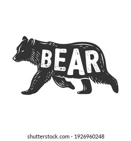 Vector bear illustration. Black and white vector object.