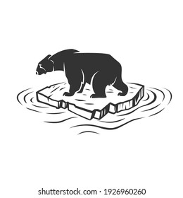 Vector bear illustration. Black and white vector object.