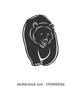 Vector bear illustration. Black and white vector object.