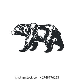 Vector Bear illustration, Monochrome print, Black animal eps, Wildlife image, Vintage logo, Graphic concept, Winter symbol, Nature design, Zoo art, Predator artwork