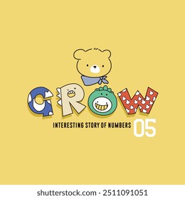 vector of bear, interesting story numbers 05, grow, design graphic illustration