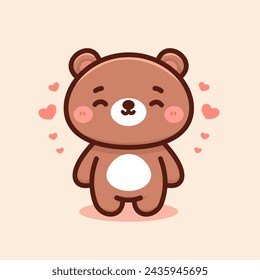 Vector bear kawaii flat cartoon