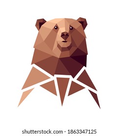Vector bear in low poly style