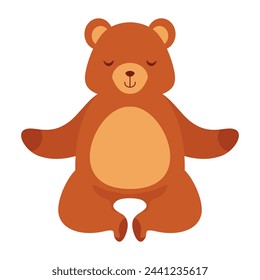 Vector bear is meditating animal cartoon