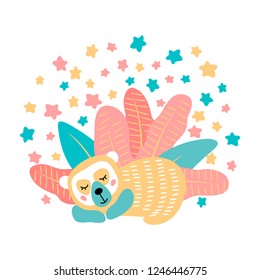 vector bear outh america wild animal s tropical leaf childish simple element set pattern for your design paper textile
