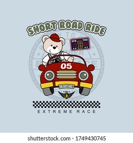 vector of bear race, short road ride, championship, cute vector for t shirt, extreme race, cute bear