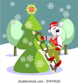 Vector. Bear ready xmas color 13. More xmas cartoons see in portfolio
