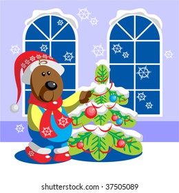 Vector. Bear ready xmas color 15. More Cartoons see in portfolio

