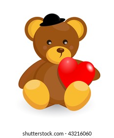 vector bear with red heart