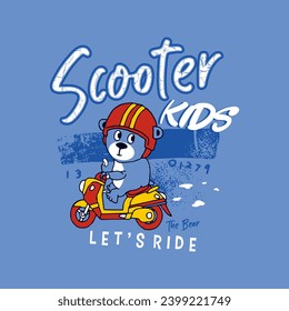 vector of bear, scooter kids, let's ride, design graphic illustration