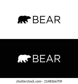 vector bear silhouette with black and white background