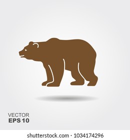 Vector bear silhouette. Flat icon with shadow