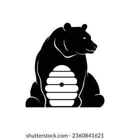 vector bear silhouette with honey