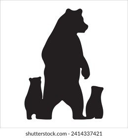 Vector bear silhouette isolated on white background Bear icon modern symbol logo black bear image