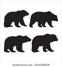 Vector bear silhouette isolated on white background Bear icon modern symbol logo black bear image