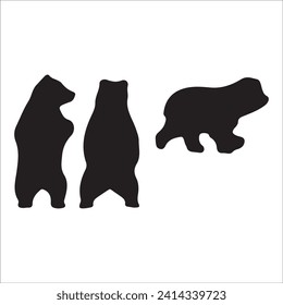 Vector bear silhouette isolated on white background Bear icon modern symbol logo black bear image