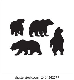 Vector bear silhouette isolated on white background Bear icon modern symbol logo black bear image