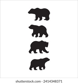 Vector bear silhouette isolated on white background Bear icon modern symbol logo black bear image