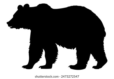 Vector bear silhouette isolated on white background, Polar Bear animal, Wildlife animal various pose in vector.