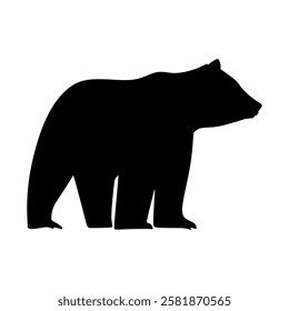 Vector bear silhouette isolated on white background Bear icon 