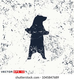 vector bear silhouette on grunge background