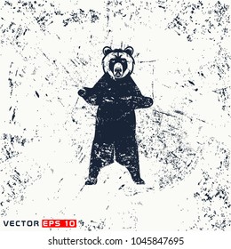 vector bear silhouette on grunge background