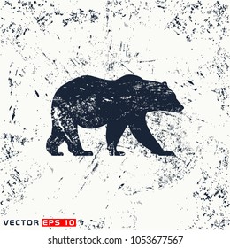 vector bear silhouette on grunge background