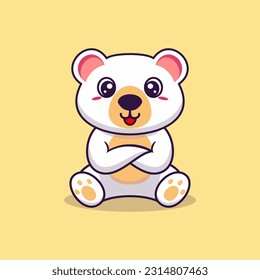 Vector bear sitting cute creative kawaii cartoon mascot logo