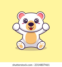 Vector bear sitting excited cute creative kawaii cartoon